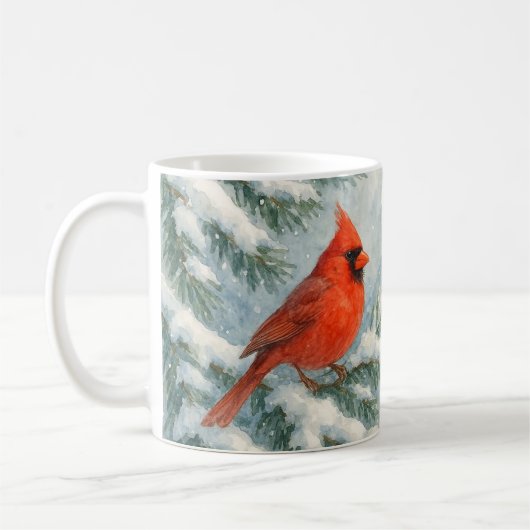 Woodland Christmas Cardinal Bird Mug (Gauche)