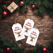 Woodland Christmas Rendier Ornament Antlers Wood Cadeaulabel