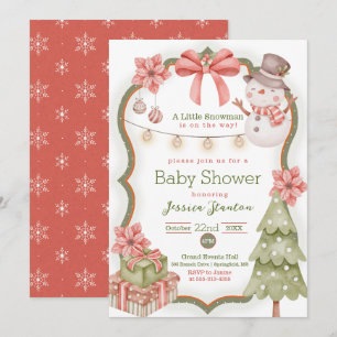 Woodland Christmas Snowman Baby shower Invitation