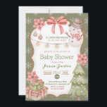 Woodland Christmas Snowman Baby shower Invitation<br><div class="desc">Cette invitation s'adresse au baby shower d'aquarelle sur le thème des animaux de bois de neige.</div>