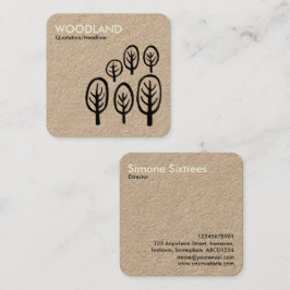 Woodland - Cream + Black op Kraft Card Vierkante Visitekaartje