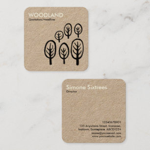 Woodland - Cream + Black op Kraft Card Vierkante Visitekaartje