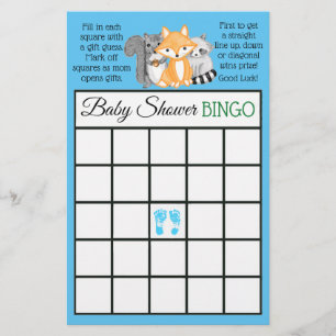 Woodland Creates themed baby shower games Flyer