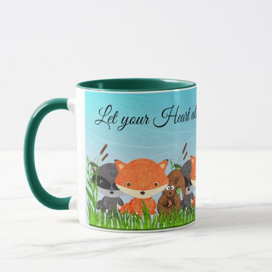 Woodland Creats Fox Raccoon Squirrel Coffee Mug (Gauche)