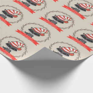 Woodland Creature Raccoon Baby's Eerste Kerstmis Cadeaupapier