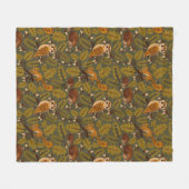 Woodland Creatures and Leaves Pattern Fleece Deken (Voorkant (Horizontaal))