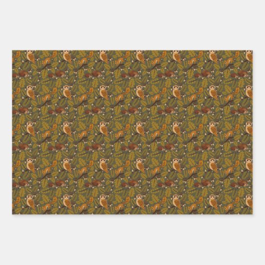 Woodland Creatures and Leaves Pattern Inpakpapier Vel (Voorkant)