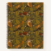 Woodland Creatures and Leaves Pattern Notitieboek (Voorkant)