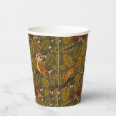 Woodland Creatures and Leaves Pattern Papieren Bekers (Rechts)