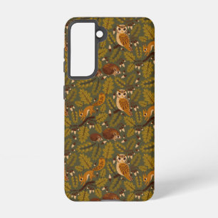 Woodland Creatures and Leaves Pattern Samsung Galaxy Hoesje