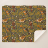 Woodland Creatures and Leaves Pattern Sherpa Deken (Voorkant (horizontaal))