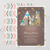 Woodland Creatures Baby shower Invitation Kaart (Voorkant / Achterkant)