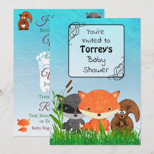 Woodland Creatures Baby shower Invitation Kaart