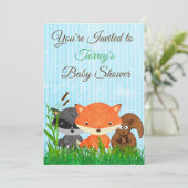 Woodland Creatures Baby shower Invitation Kaart (Staand voorkant)