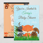 Woodland Creatures Baby shower Invitation Kaart (Voorkant / Achterkant)