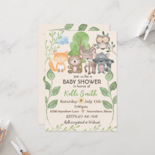 Woodland Créatures Baby Shower Invitations