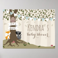Woodland Creatures Boy Baby shower Poster