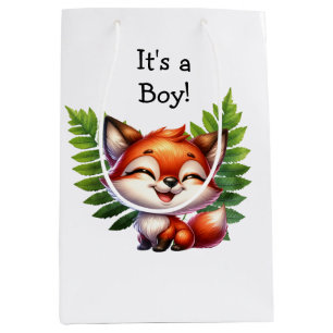 Woodland Creatures Boy's Baby shower Medium Cadeauzakje