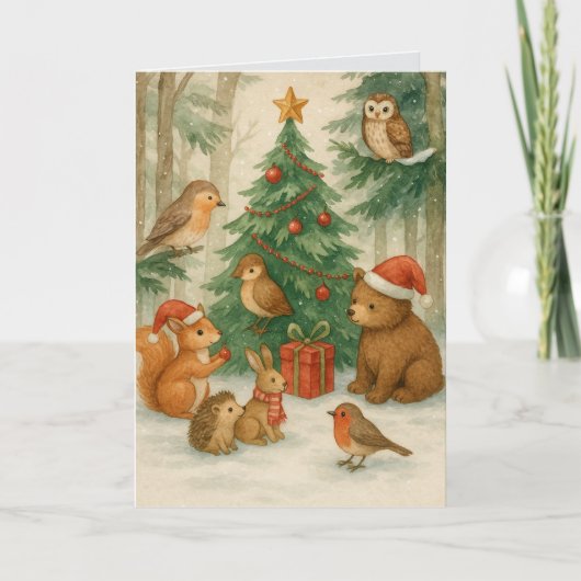 Woodland Creatures Custom Christmas Kaart (Voorkant)