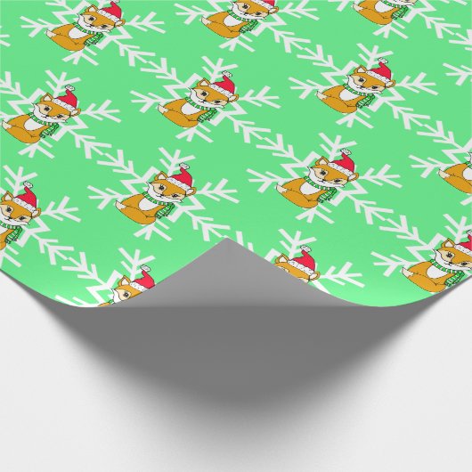 Woodland Creatures Fox en Snowflakes Kerstmis Cadeaupapier (Hoek)