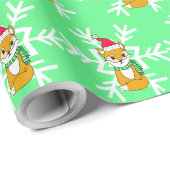 Woodland Creatures Fox en Snowflakes Kerstmis Cadeaupapier (Rol Hoek)