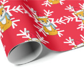 Woodland Creatures Fox en Snowflakes Kerstmis Cadeaupapier (Rol Hoek)