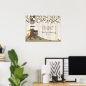Woodland Creatures Girl Baby shower Poster (Bureau à domicile)
