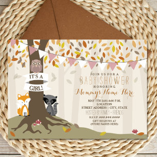 Woodland Creatures Herfst Autumn Baby shower - Gir Kaart