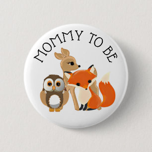 Woodland Creatures Mom wordt Baby shower Button