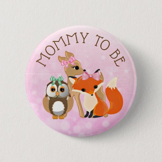 Woodland Creatures Mom wordt Baby shower Button (Voorkant)