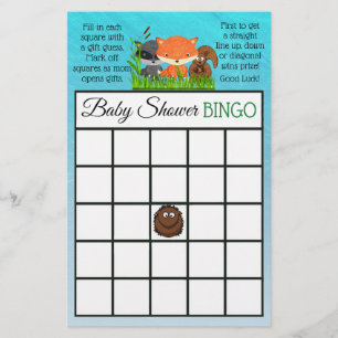 Woodland Creatures themed baby shower games Flyer