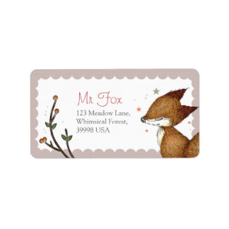 Woodland Critters - Fox Adresetiketten - Roze Etiket