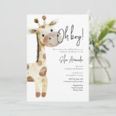 Woodland Cute Animal Giraffe Baby shower Kaart (Staand voorkant)