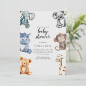 Woodland Cute Animal Lijst Baby shower Uitnodiging (Staand voorkant)