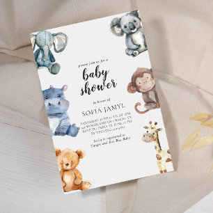 Woodland Cute Animal Lijst Baby shower Uitnodiging