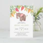 Woodland Cute Baby Elephant Baby shower Invitation (Debout devant)