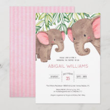 Woodland Cute Baby & Moeder Elephant Baby shower I