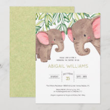 Woodland Cute Baby & Moeder Elephant Baby shower