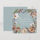 Woodland Cute Forest Animals Blue Baby Shower Bedankkaart (Voorkant / Achterkant)