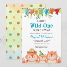 Woodland Cute Fox Baby shower Wild One
