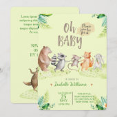 Woodland Dancing Friends Baby shower Kaart (Voorkant / Achterkant)