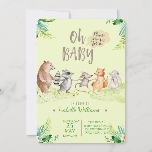 Woodland Dancing Friends Baby shower Kaart (Voorkant)