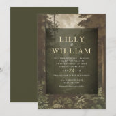 Woodland Dark Forest Moody River Wedding Kaart (Voorkant / Achterkant)