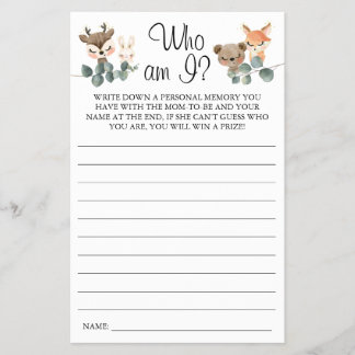 Woodland dat ik Baby shower-spelkaart ben Flyer
