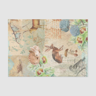 Woodland Decoupage Forest Wildlife Deer, rabbit Tissuepapier