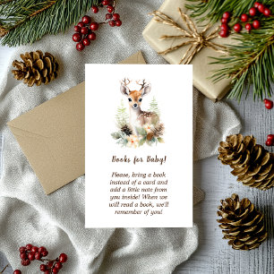 Woodland Deer Animal Baby shower Boeken voor Baby Informatiekaartje