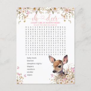 Woodland Deer Baby shower Game Briefkaart