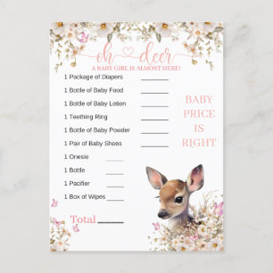 Woodland Deer Baby shower Game Briefkaart