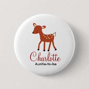 WOODLAND DEER BABY SHOWER NAME TAG BUTTON