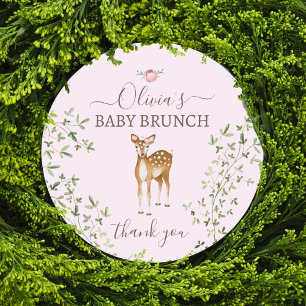 Woodland Deer Baby shower Ronde Sticker
